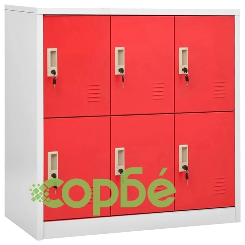 Заключващ се шкаф, светлосиво и червено, 90x45x92,5 см, стомана на топ цена от sorbe.bg Заключващ се шкаф, светлосиво и червено, 90x45x92,5 см, стомана ➤ топ цена ➤ sorbe.bg