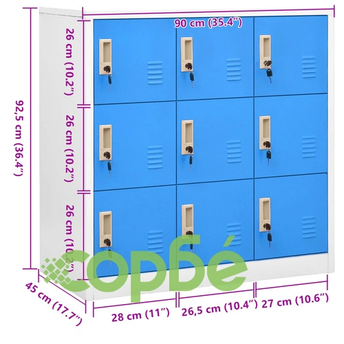 Заключващ се шкаф, светлосиво и синьо, 90x45x92,5 см, стомана на топ цена от sorbe.bg Заключващ се шкаф, светлосиво и синьо, 90x45x92,5 см, стомана ➤ топ цена ➤ sorbe.bg