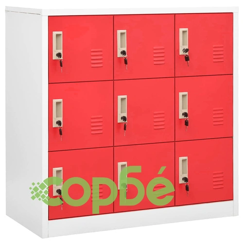 Заключващ се шкаф, светлосиво и червено, 90x45x92,5 см, стомана на топ цена от sorbe.bg Заключващ се шкаф, светлосиво и червено, 90x45x92,5 см, стомана ➤ топ цена ➤ sorbe.bg