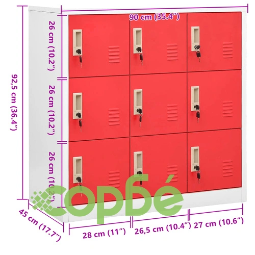 Заключващ се шкаф, светлосиво и червено, 90x45x92,5 см, стомана на топ цена от sorbe.bg Заключващ се шкаф, светлосиво и червено, 90x45x92,5 см, стомана ➤ топ цена ➤ sorbe.bg