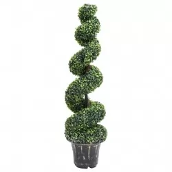 Изкуствен чемшир спираловидно растение със саксия зелен 117 см