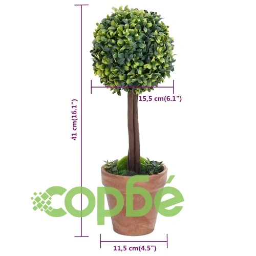 Изкуствен чемшир топки, 2 бр, със саксии, зелени, 41 см ➤ топ цена ➤ sorbe.bg