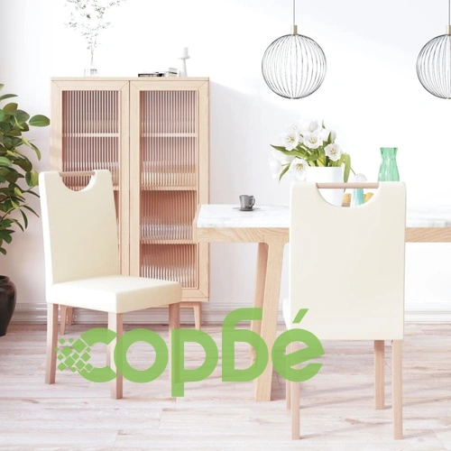 Трапезни столове, 2 бр, кремави, изкуствена кожа ➤ топ цена ➤ sorbe.bg
