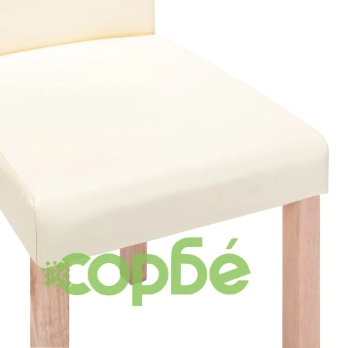 Трапезни столове, 4 бр, кремави, изкуствена кожа ➤ топ цена ➤ sorbe.bg