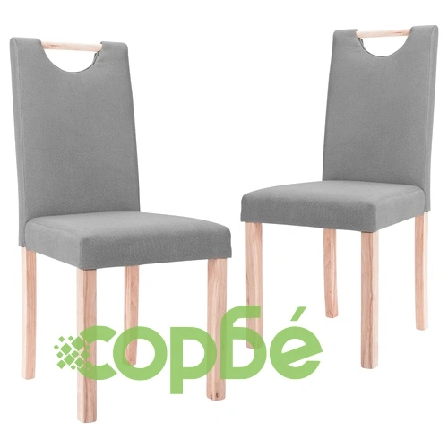 Трапезни столове, 2 бр, светлосиви, текстил ➤ топ цена ➤ sorbe.bg