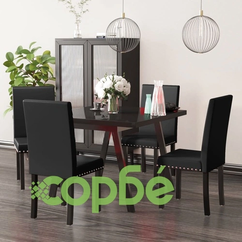 Трапезни столове, 4 бр, черни, PVC ➤ топ цена ➤ sorbe.bg