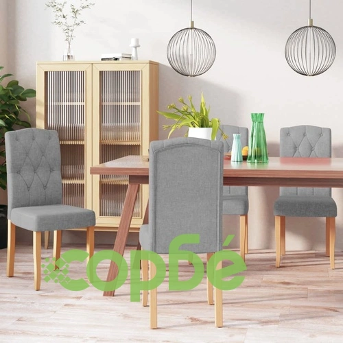 Трапезни столове, 4 бр, светлосиви, текстил ➤ топ цена ➤ sorbe.bg