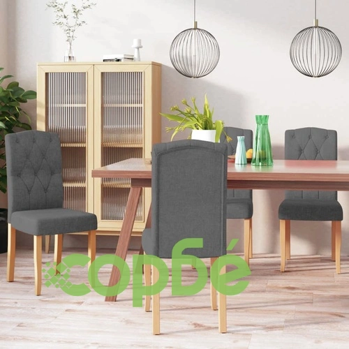 Трапезни столове, 4 бр, тъмносиви, текстил ➤ топ цена ➤ sorbe.bg