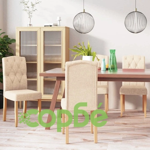 Трапезни столове, 4 бр, кремави, текстил ➤ топ цена ➤ sorbe.bg