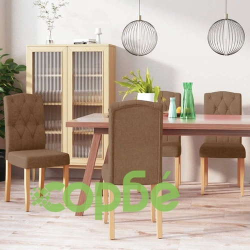 Трапезни столове, 4 бр, кафяви, текстил ➤ топ цена ➤ sorbe.bg