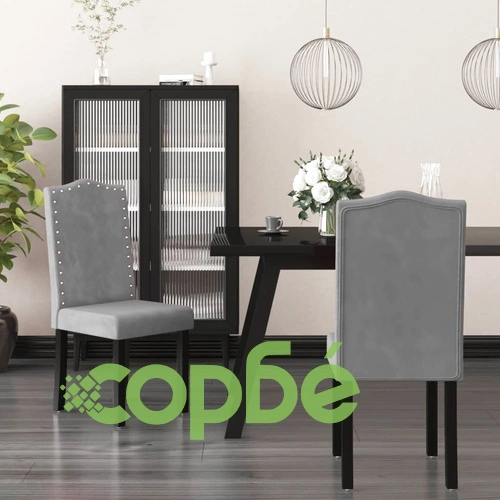 Трапезни столове, 2 бр, светлосиви, кадифе ➤ топ цена ➤ sorbe.bg