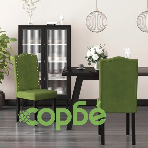 Трапезни столове, 2 бр, тъмнозелени, кадифе ➤ топ цена ➤ sorbe.bg