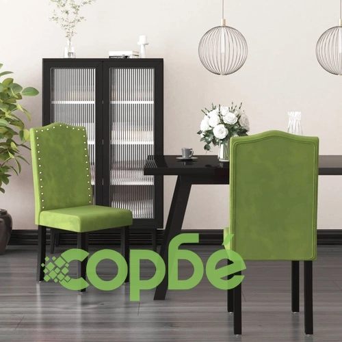 Трапезни столове, 2 бр, светлозелени, кадифе ➤ топ цена ➤ sorbe.bg