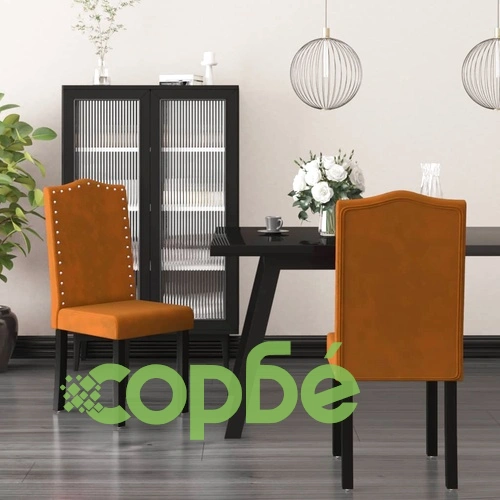 Трапезни столове, 2 бр, кафяви, кадифе ➤ топ цена ➤ sorbe.bg