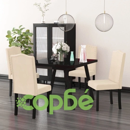Трапезни столове, 4 бр, кремави, кадифе ➤ топ цена ➤ sorbe.bg