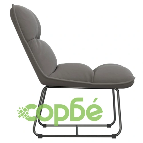 Релаксиращ стол с метална рамка, светлосив, кадифе ➤ топ цена ➤ sorbe.bg