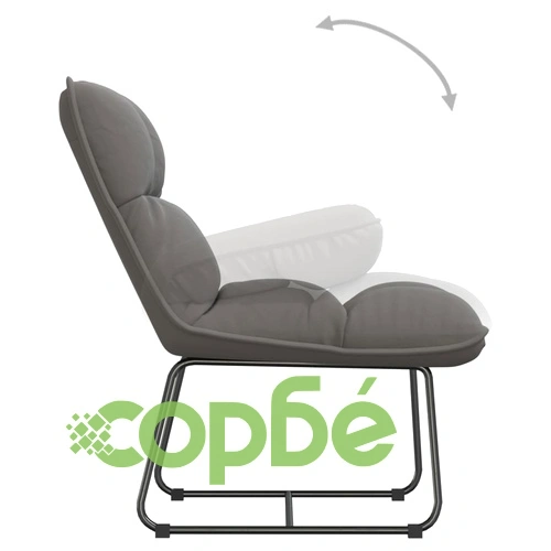 Релаксиращ стол с метална рамка, светлосив, кадифе ➤ топ цена ➤ sorbe.bg