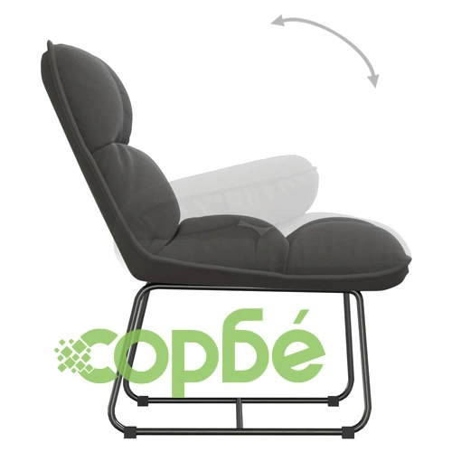 Релаксиращ стол с метална рамка, тъмносив, кадифе ➤ топ цена ➤ sorbe.bg