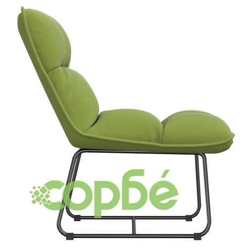 Релаксиращ стол с метална рамка, светлозелен, кадифе ➤ топ цена ➤ sorbe.bg