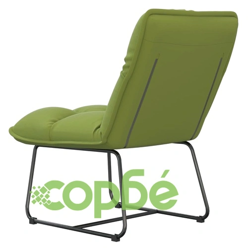 Релаксиращ стол с метална рамка, светлозелен, кадифе ➤ топ цена ➤ sorbe.bg