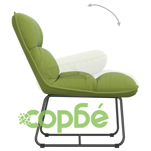 Релаксиращ стол с метална рамка, светлозелен, кадифе ➤ топ цена ➤ sorbe.bg