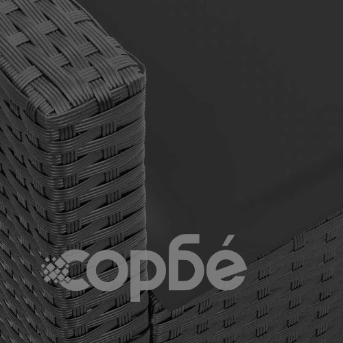Градински диван с възглавници, черен полиратан ➤ топ цена ➤ sorbe.bg