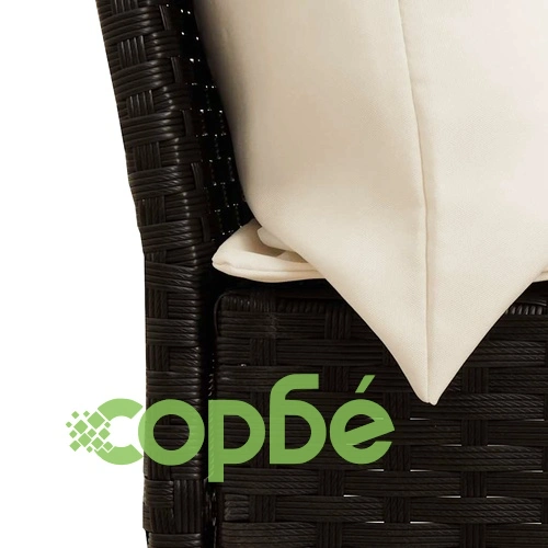 Градински комплект с възглавници, 5 части, черен полиратан ➤ топ цена ➤ sorbe.bg