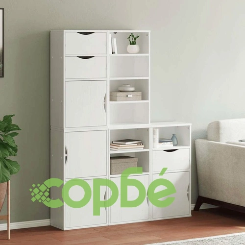 Странични шкафове 5 бр. ODDA Бял 40x24x79 cm борово дърво масив ➤ топ цена ➤ sorbe.bg
