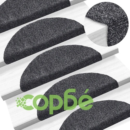 Изтривалки за стълби, самозалепващи се, 30 бр., 56x17x3 см, тъмносиви, полукръгли ➤ топ цена ➤ sorbe.bg