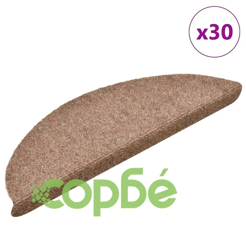 Изтривалки за стълби, самозалепващи се, 30 бр., 56x17x3 см, бежови, полукръгли ➤ топ цена ➤ sorbe.bg