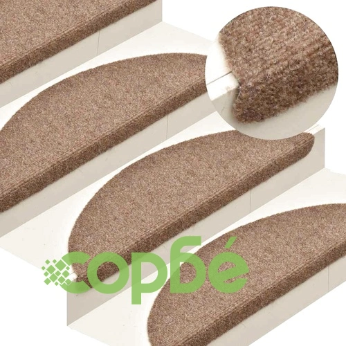 Изтривалки за стълби, самозалепващи се, 30 бр., 56x17x3 см, бежови, полукръгли ➤ топ цена ➤ sorbe.bg