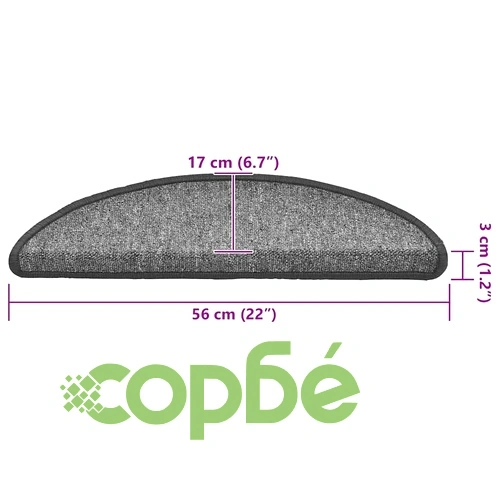 Изтривалки за стълби, 30 бр., 56x17x3 см, тъмносиви, полукръгли ➤ топ цена ➤ sorbe.bg