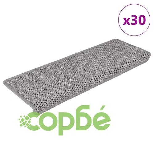 Самозалепващи стелки за стълби вид сизал 30бр 65x21x4 см сребро ➤ топ цена ➤ sorbe.bg