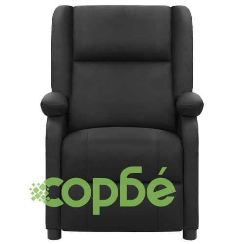 Реклайнер стол, черен, естествена кожа ➤ топ цена ➤ sorbe.bg