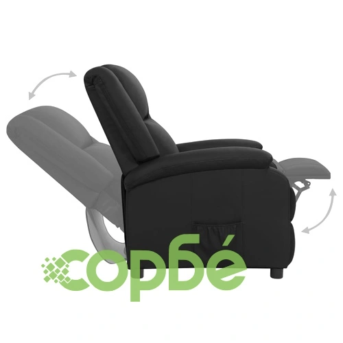 Реклайнер стол, черен, естествена кожа ➤ топ цена ➤ sorbe.bg