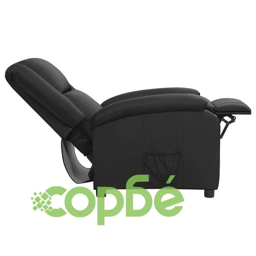 Реклайнер стол, черен, естествена кожа ➤ топ цена ➤ sorbe.bg