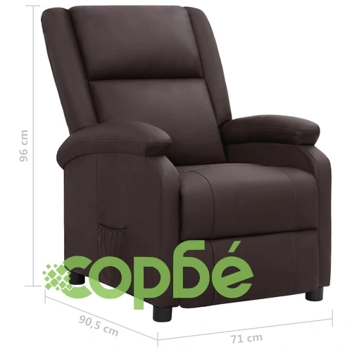 Реклайнер стол, кафяв, естествена кожа ➤ топ цена ➤ sorbe.bg