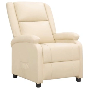 Реклайнер стол, кремав, естествена кожа