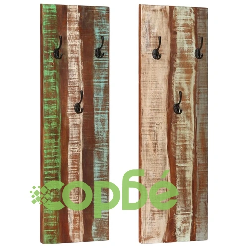 Закачалки за стена, 2 бр, 36x3x110 см, регенерирано дърво масив ➤ топ цена ➤ sorbe.bg