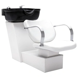 Измивна колона, бяло и черно, 137x59x82 см, изкуствена кожа