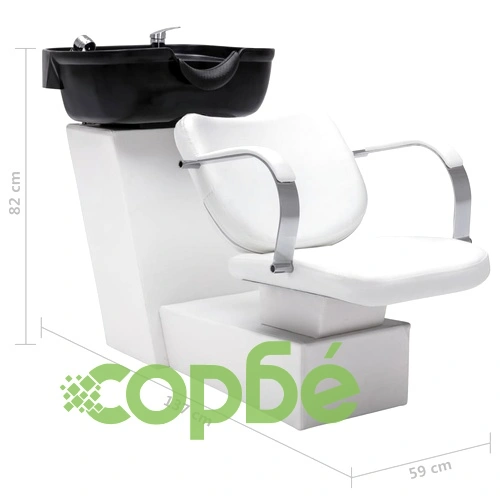 Измивна колона, бяло и черно, 137x59x82 см, изкуствена кожа ➤ топ цена ➤ sorbe.bg