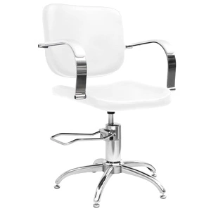 Стол за фризьорски салон, бял, изкуствена кожа