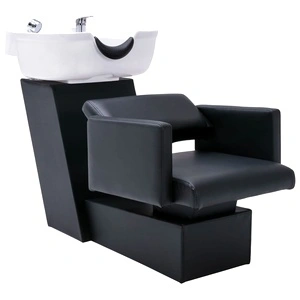 Измивна колона, черно и бяло, 129x59x82 см, изкуствена кожа