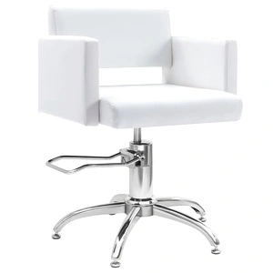 Стол за фризьорски салон, бял, изкуствена кожа