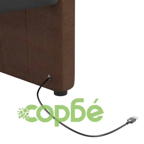 Дневно легло, USB, Тъмнокафяв, текстил, 90х200 см ➤ топ цена ➤ sorbe.bg