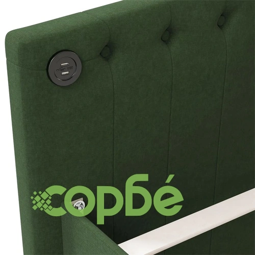 Дневно легло, USB, Тъмнозелен, текстил, 90х200 см ➤ топ цена ➤ sorbe.bg