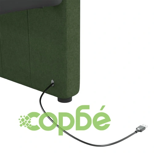 Дневно легло, USB, Тъмнозелен, текстил, 90х200 см ➤ топ цена ➤ sorbe.bg
