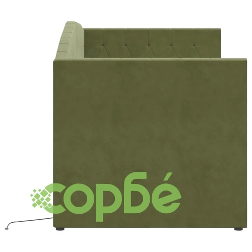 Дневно легло, USB, тъмнозелено кадифе, 90х200 см ➤ топ цена ➤ sorbe.bg