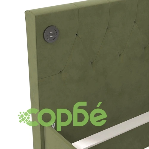 Дневно легло, USB, тъмнозелено кадифе, 90х200 см ➤ топ цена ➤ sorbe.bg