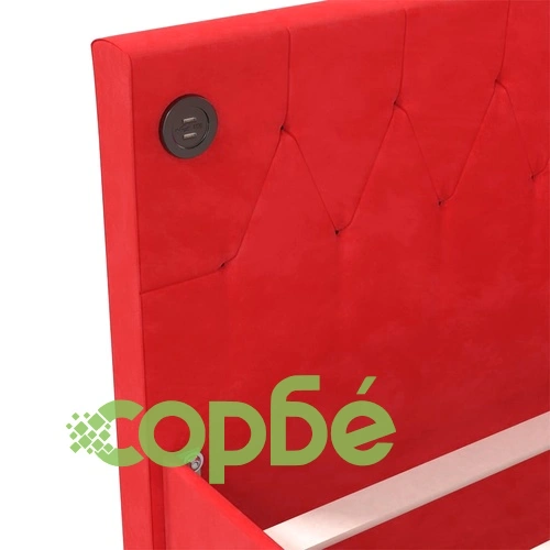 Дневно легло, USB, виненочервено кадифе, 90х200 см ➤ топ цена ➤ sorbe.bg